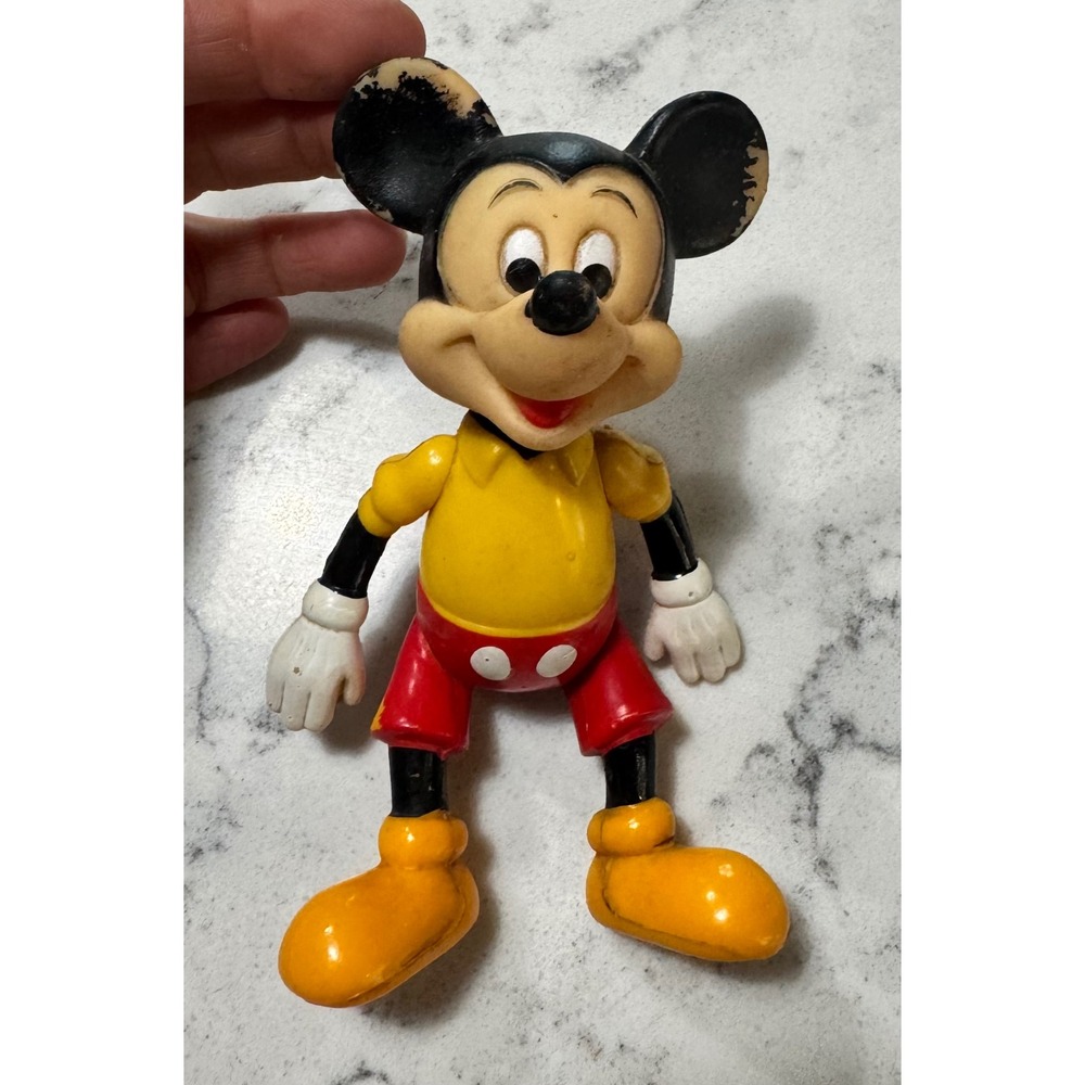 Vintage Disney Mickey Mouse Soft Vinyl‎ Figure Made in Hong Kong/Retro